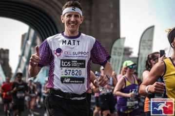 A runner wearing a CLL Support tshirt